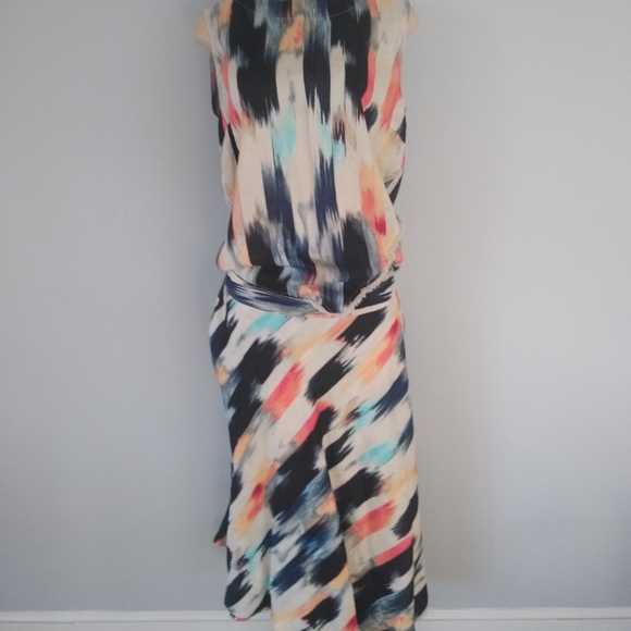 DKNY Asymmetrical Top/ Midi Skirt beige Linen - Picture 4 of 8